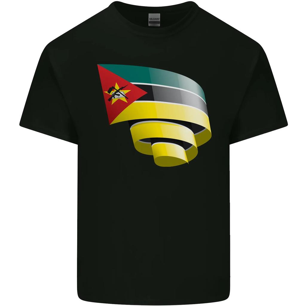 Curled Mozambique Flag Mozambican Day Football Kids T-Shirt Childrens
