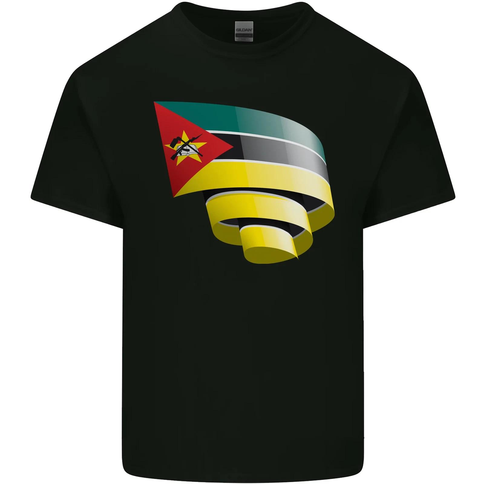 Curled Mozambique Flag Mozambican Day Football Kids T-Shirt Childrens 4XL