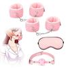 Chisafly SM Goods Restraints Handcuffs Leg Shackles Ball Blindfold Restraint 4 Piece Set Fluffy Adjustable Women Men Gag Handcuffs Eye Mask Eliminate
