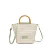Beach woven contrasting color bucket bag women's 2025 summer new casual handbag fashion trendy shoulder messenger bag