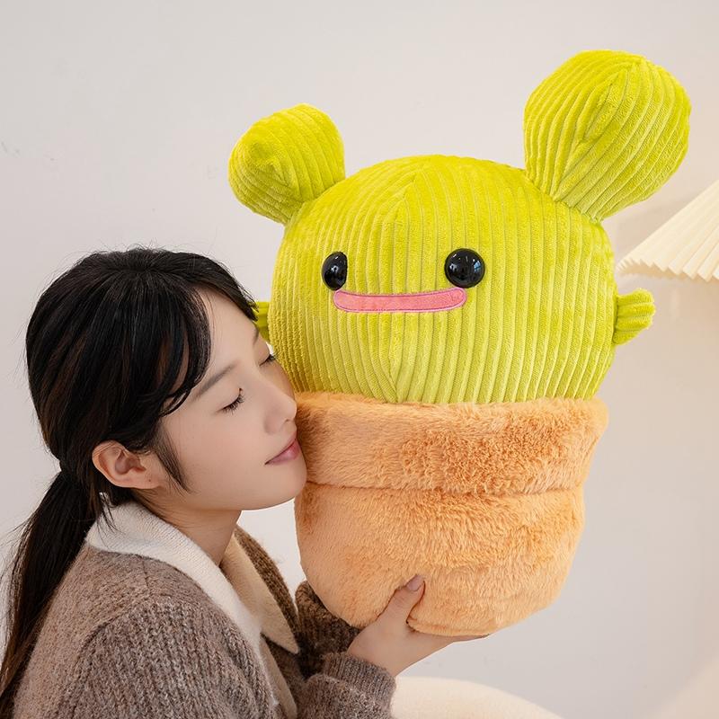 35/40cm Kawaii Potted Cactus Plush Toy Green Plant Smiling Face Humanoid Plushie Home Decor Gift