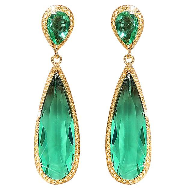 Crystal Studded Gold Plated Dangle Earrings Fashion Wear Stylish Jewellery Gift for Girls & Women