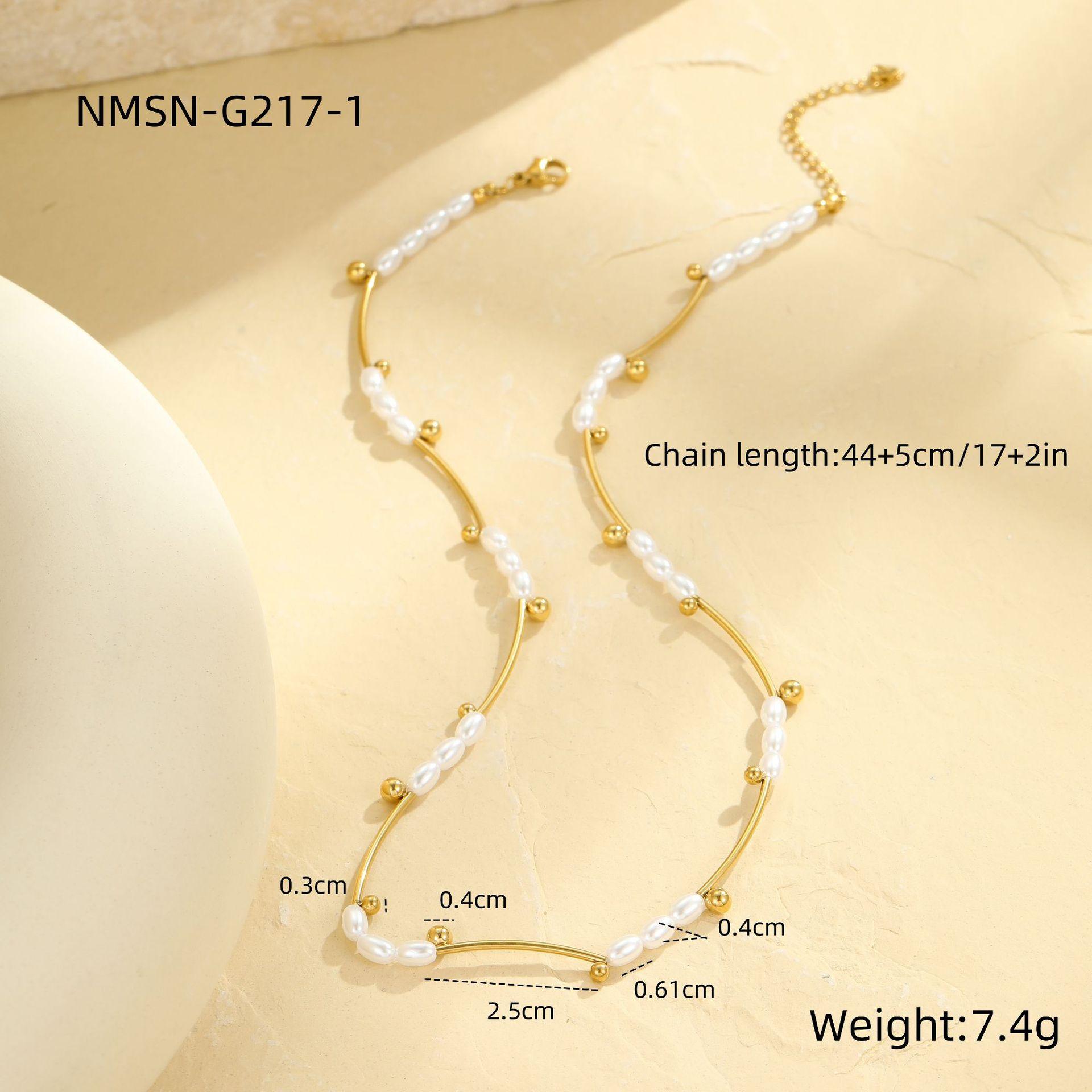 GEMCHIC Women s French Hepburn Style Baroque Baroque Imitation Pearl Necklace with 18K Gold Plated Stainless Steel Beads