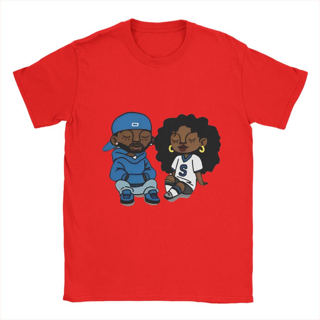 Kendrick Lamar And SZA T Shirt Beach  Novelty T-Shirts Couple Cotton Crewneck Plus Size Tees Short-Sleeved Vintage Tshirt