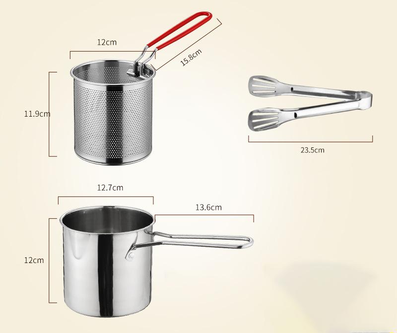 Deep Fryer Pot Stainless Steel Deep Fryer Mini Deep Oil Fryer Multifunctional Outdoor Cooking Fryer for Kitchen Camping Picnic