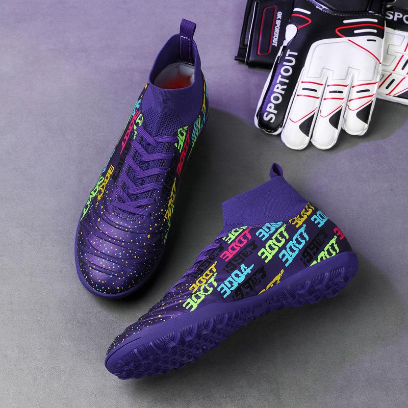 Men's and Women's High-top Football Shoes Breathable and Wear-resistant Artificial Turf Professional Game Training Sports Football Shoes
