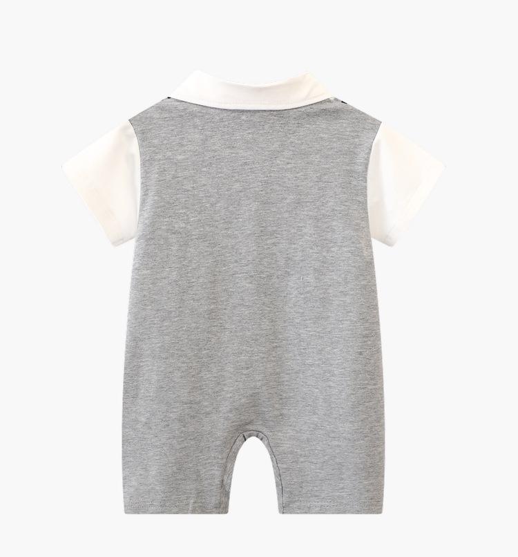Trendy Summer Lapel Baby Boy Romper – Stylish Infant Crawling Suit for One-Year-Olds