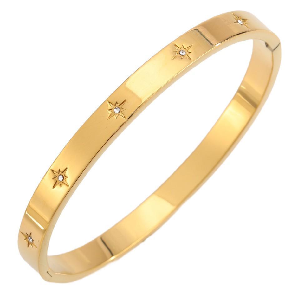 Starry Sky Full Diamond Titanium Steel Bracelet – Versatile, No-Fade Silver Women's Fashion Accessory