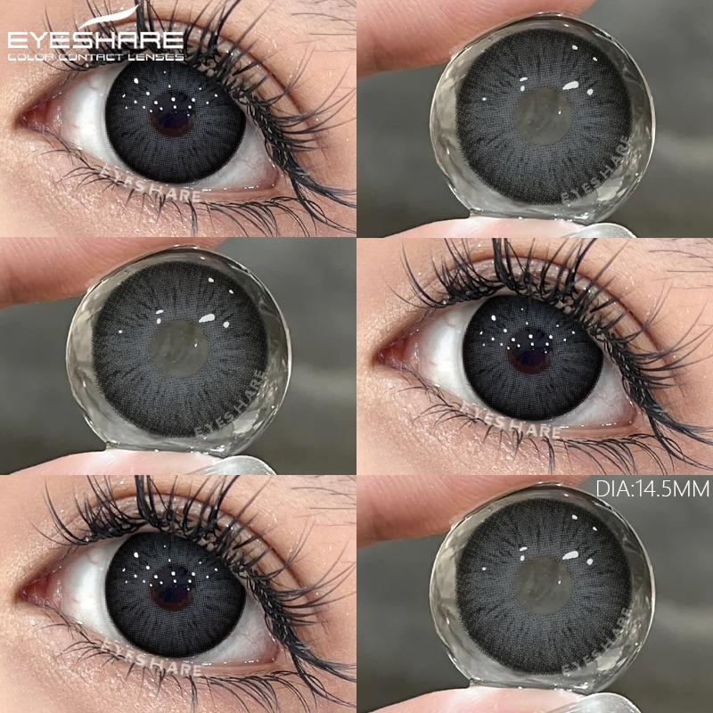 1 Pair Colored Contact Lenses for Eyes Black Big Lens Gray Pupils Lenses Brown Lenses Fashion Eye Contacts Yearly