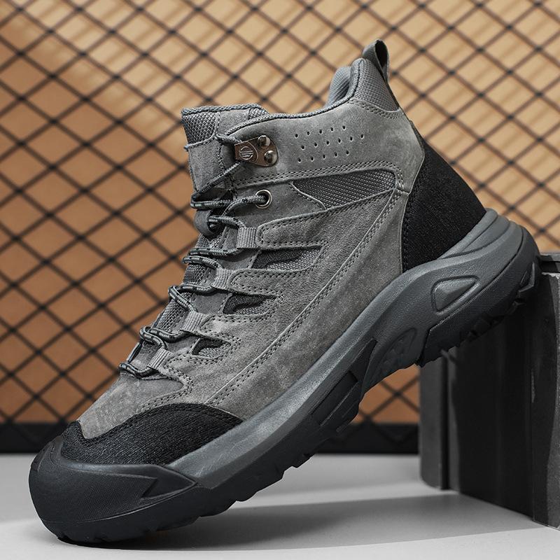 New Outdoor Shoes Men's High-top Hairy Hiking Shoes Non-slip Off-road Shoes Wear-resistant, Climbing Professional Hiking Shoes