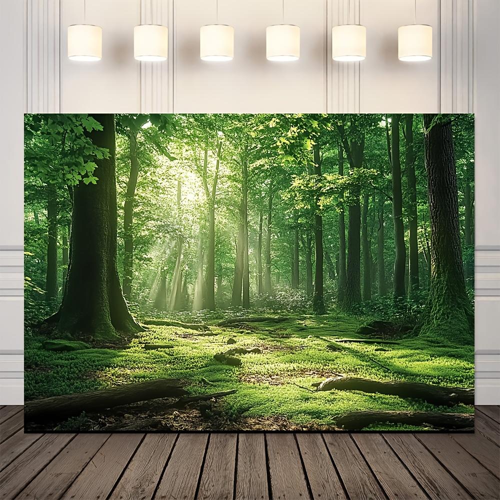 1 Classic Spring Forest Scenery Background Board, 100% Polyester, Multi-functional Home and Party Wall Decoration