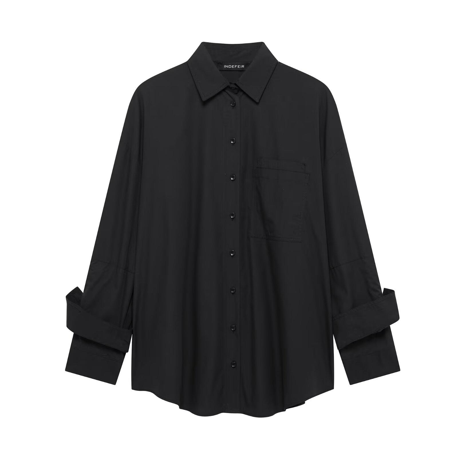 

Весна 2025 Женская рубашка из поплина свободного кроя с длинным рукавом в европейском и американском стиле M