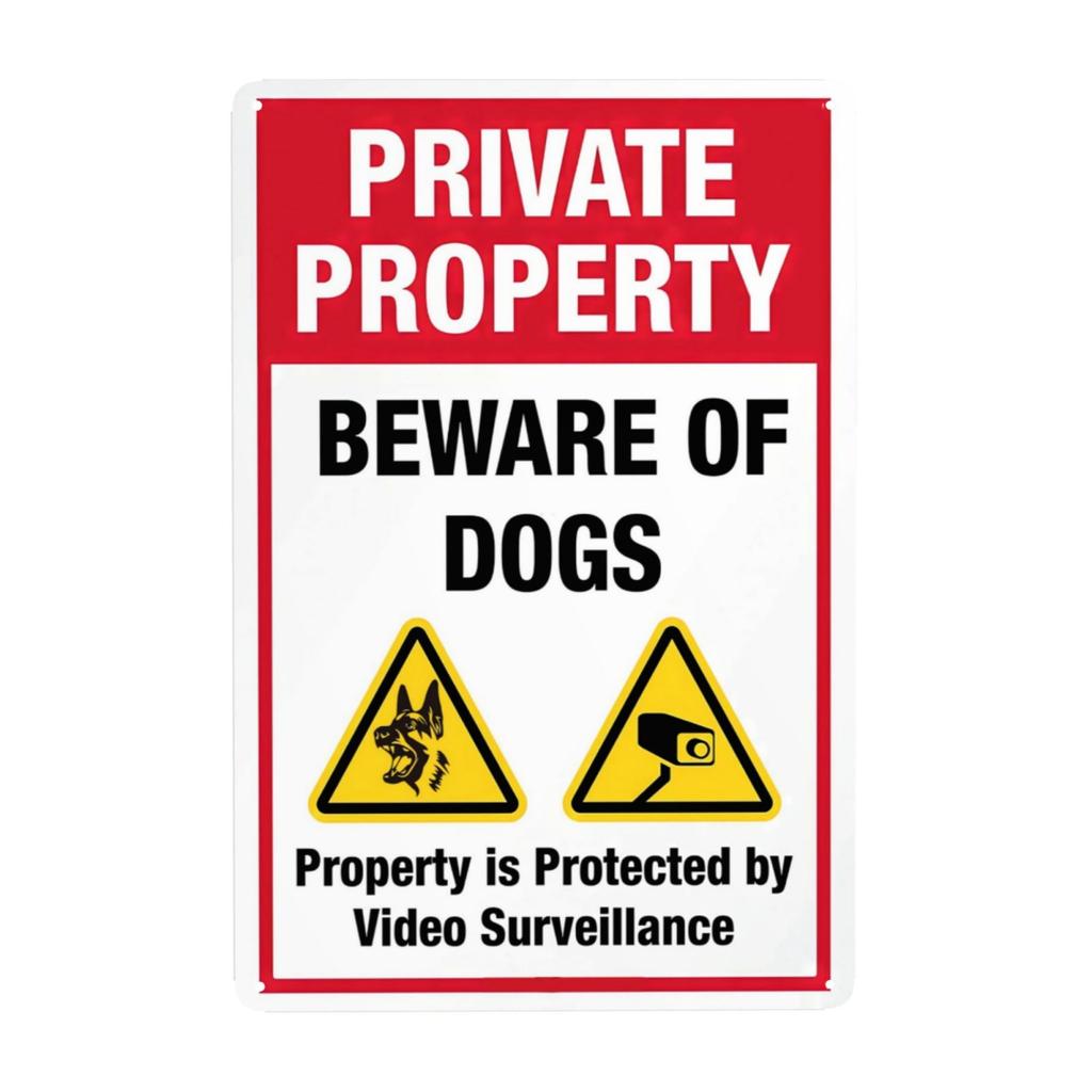 Pc Attention au Chien Panneaux Avertissement Interdiction d'Entrer Panneaux Métalliques Propriété Privée Chien sur les Lieux Panneau pour Jardin Décoration Extérieure x I