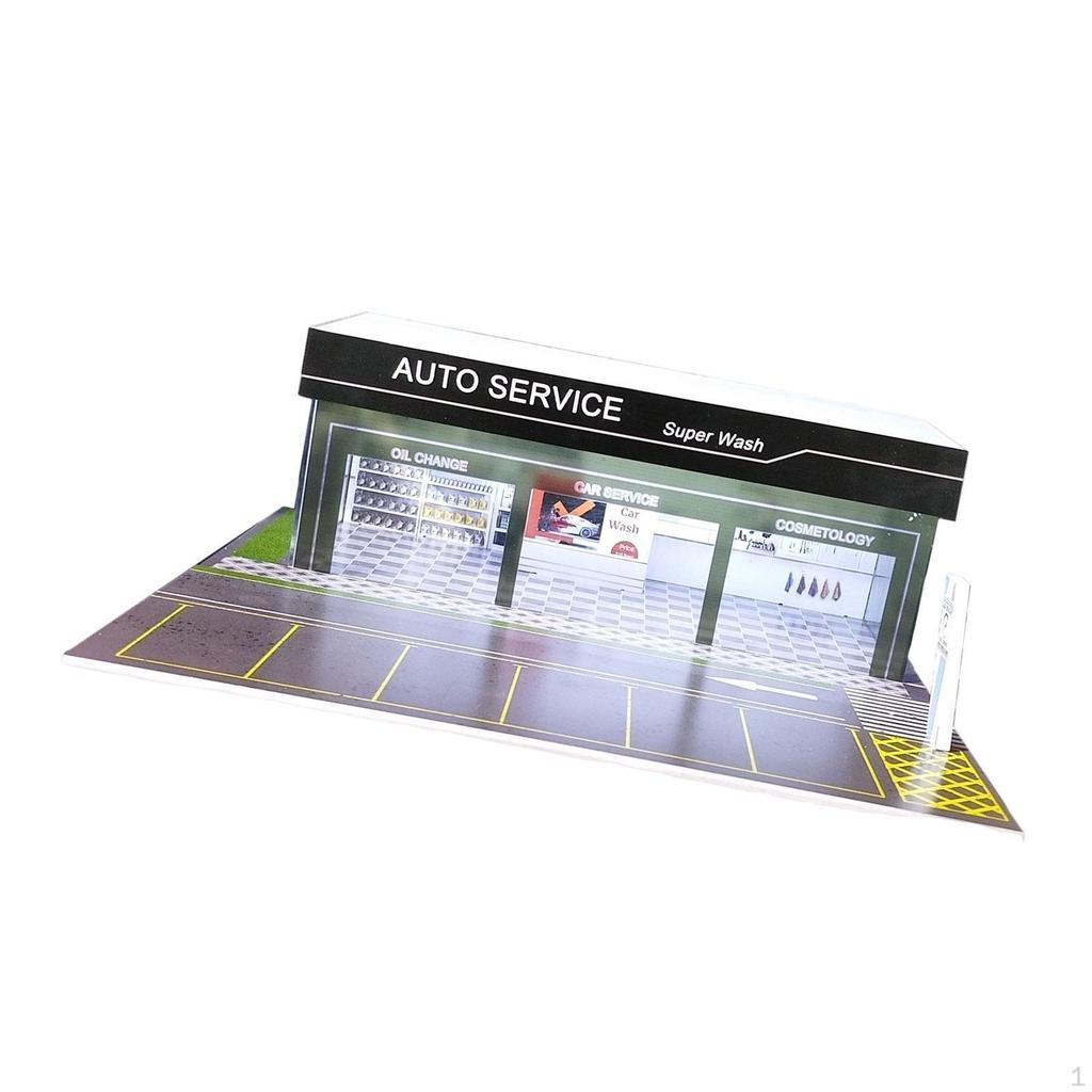 1/64 Model Car Display Case Diorama Micro Landscape Decor Collectible Gift with Light Decorative