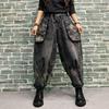 Spring Fashion Printed Jeans Retro Washed Old Harem Pants Loose Plus Size Trousers Women