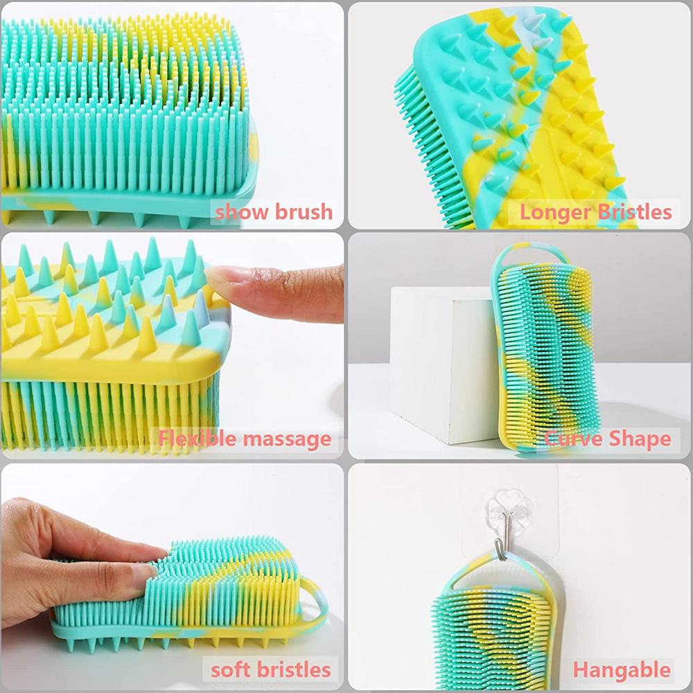 Silicone Body Scrubber 2 In 1 Body Brush & Hair Scalp Brush for Shower and Bath Stimulating Blood Circulation Shower Accessories