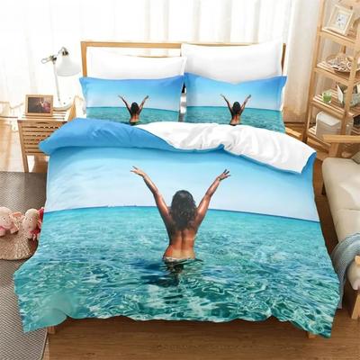 3D Druck Strandbettwäsche-Set, Bettbezug Bettdecke Bett-Set Steppdecke Kissenbezug, King Queen Twin Größe Jungen Mädchen Erwachsene