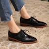 Autumn Women Shoes Retro Oxford For Woman Genuine Leather Flats Brogues Lace Up Casual Chelsea Shoes Rubber Brown