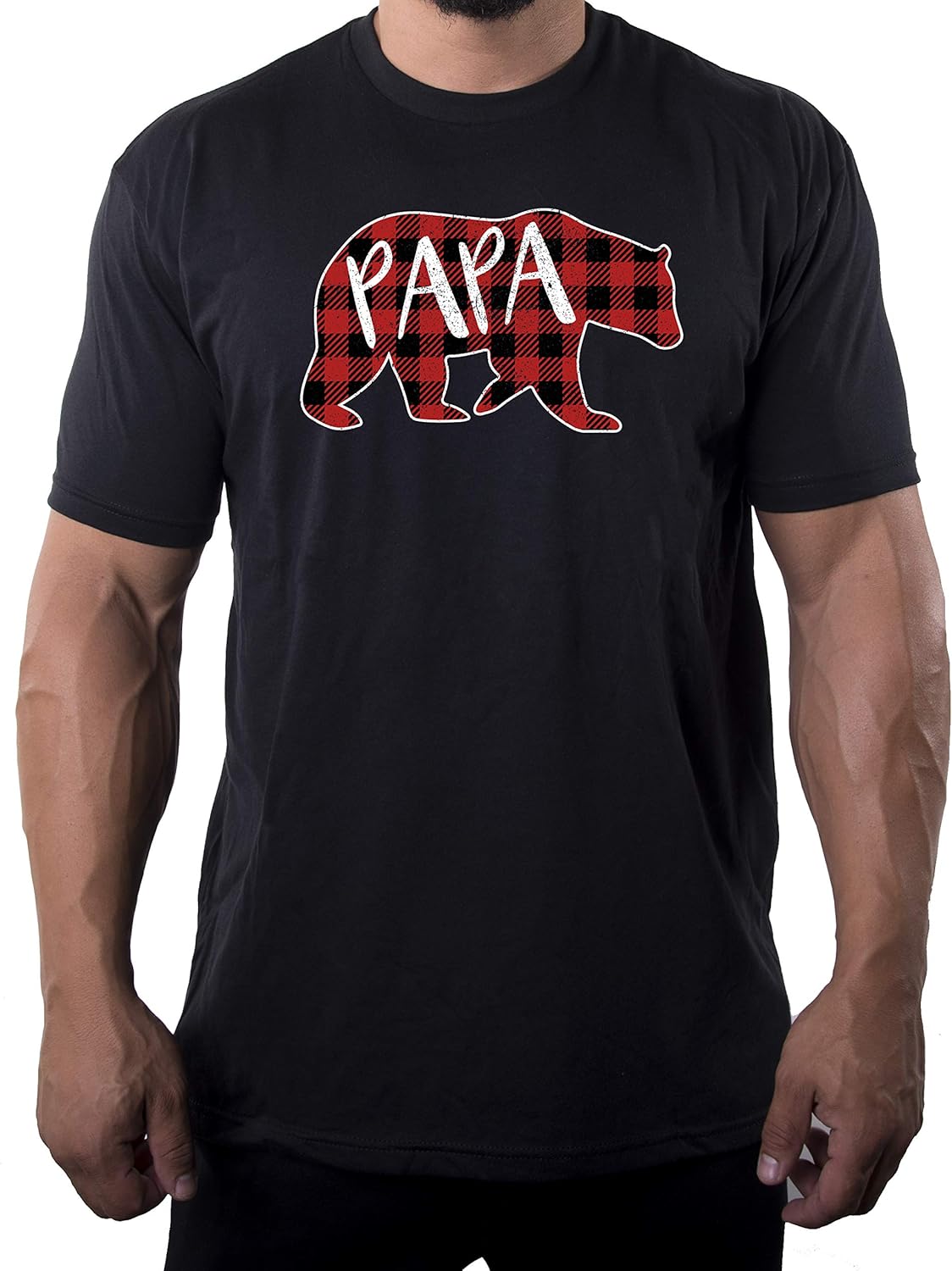 Men s Papa Bear Shirt with Buffalo Plaid Men s Shirts Cool Shirts for Dad Unisex T-Shirt XXXXL