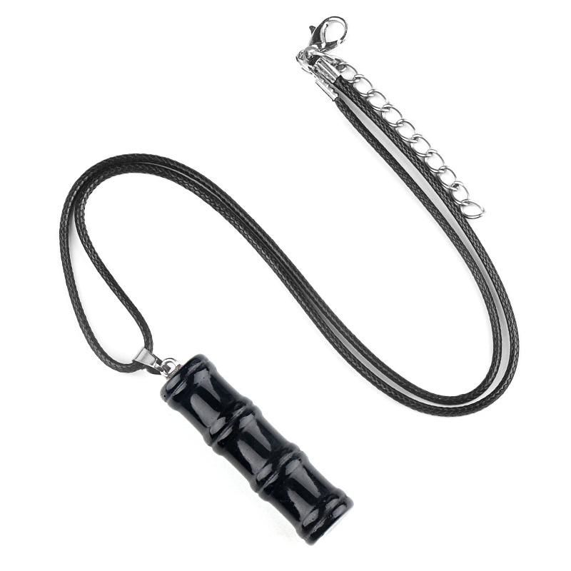 

1pc Bamboo Knot Shape Natural Stone Pendant Necklace Amethyst Tiger Eye Charm Gift for Men Women