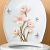 Realistic Cartoon Magnolia Butterfly Toilet Stickers, Self-Adhesive Wall Decals for Bathroom Toilet Seat Decoration