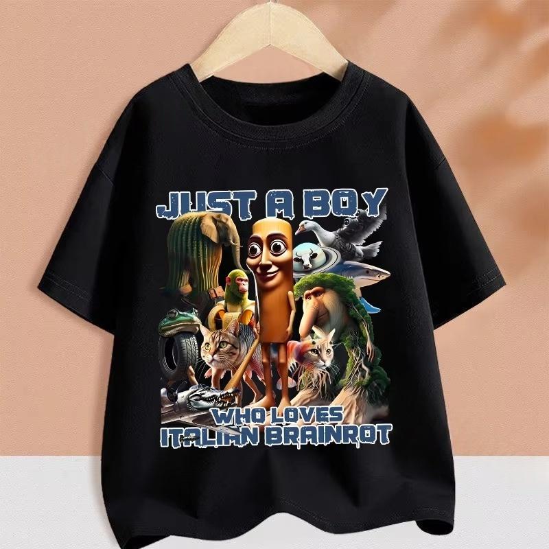 Kids Clothes Funny Italian Brainrot Children's T Shirt Cartoon Graphics Casual Vintage Boys Girls Short Sleeve Tee Top