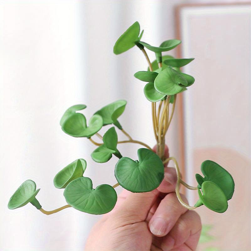 Artificial Plant Mini Bouquet Copper Coin Grass Soft Glue Fake Green Plants Wall Hanging for Home Office Garden Decoration