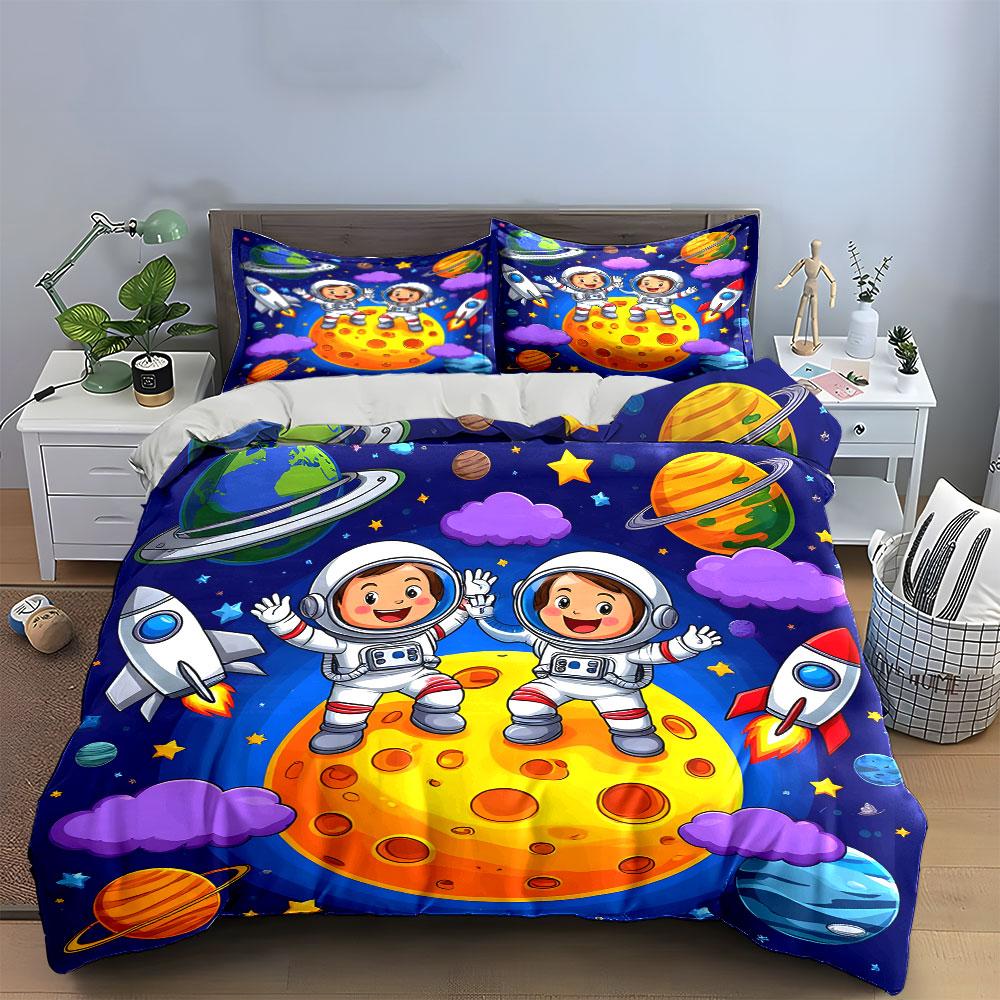 Kids Astronaut Space Adventure Set, Multiple Sizes Kid'S And Adults' Bedroom Exquisite 3Pc Bedding Set, Gift