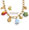 Yhpup Ocean Style Exquisite Ceramic Shell Starfish Turtle Drop Golden Necklace for Women Stainless Steel Trending Jewelry