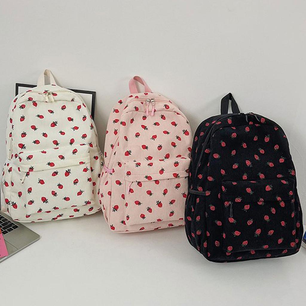 Nydelig Strawberry Ryggsekk Student Skoleryggsekk Kvinner Laptop Ryggsekk Mote Årsak Dagsekker Jente Reiseryggsekk