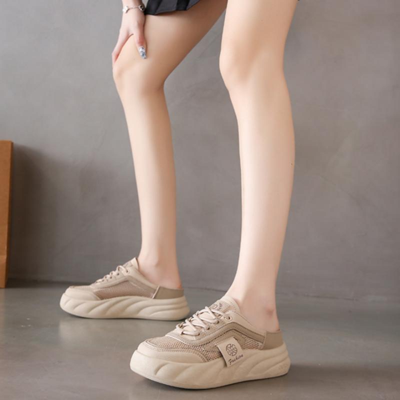 Małe białe buty damskie letnie nowości grube podeszwy codzienne damskie buty siateczkowe oddychające półpantofle trendy