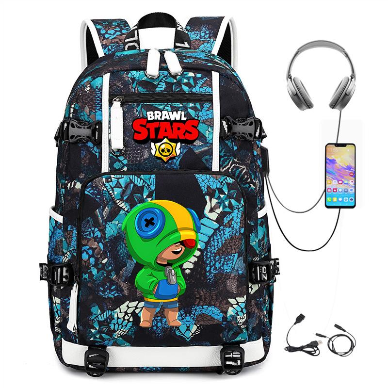 Brawl Stars Peripheral With Usb Backpack Student Outdoor Travel Large Capacity Mountaineering Bag