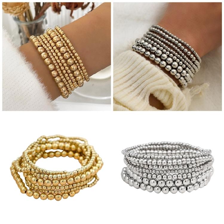 Stylish Beaded Bracelets 7pcs Set Adjustable Designs Jewelry Accessory for Various Wrist Sizes Great for Everyday Wear