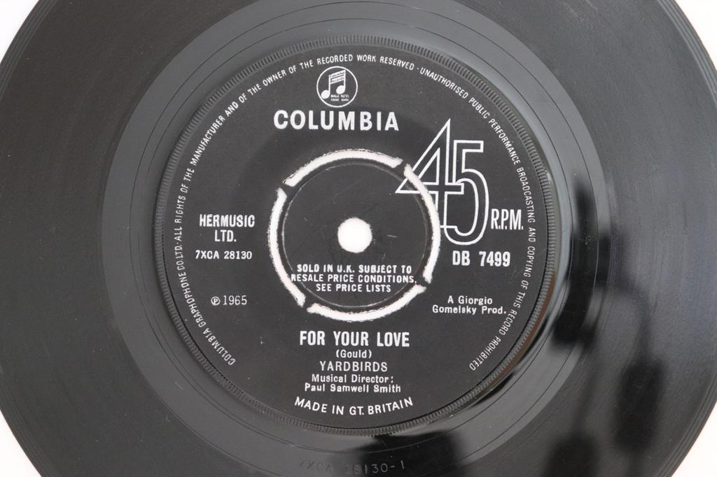 7inch Record YARDBIRDS - For Your Love / Got To Hurry DB7499 Columbia 1965 UK Rock Used