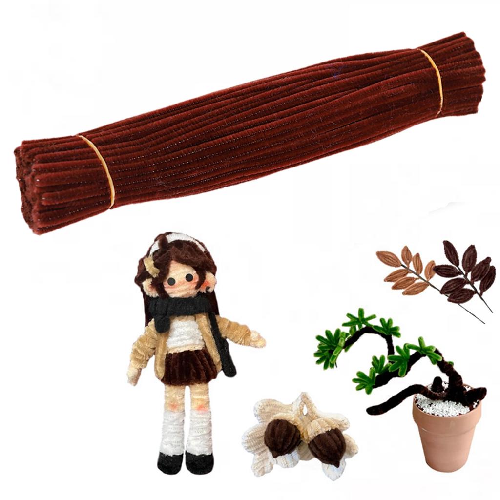 40 Colors Chenille Stems 100pcs Pipe Cleaners Plush Tinsel Stem Wired Sticks Twist Stick Hair Strip DIY Craft Educational Toys