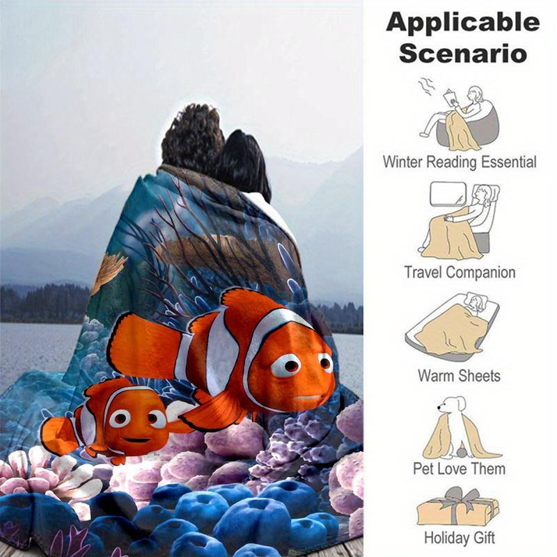 1 Stück, Inspirierte Clownfisch-Design-Decke im Stil von "Findet Nemo", Perfekt für Heimdekoration, Sofabezug, Reisen, Camping, Auto, Büro-Nickerchen