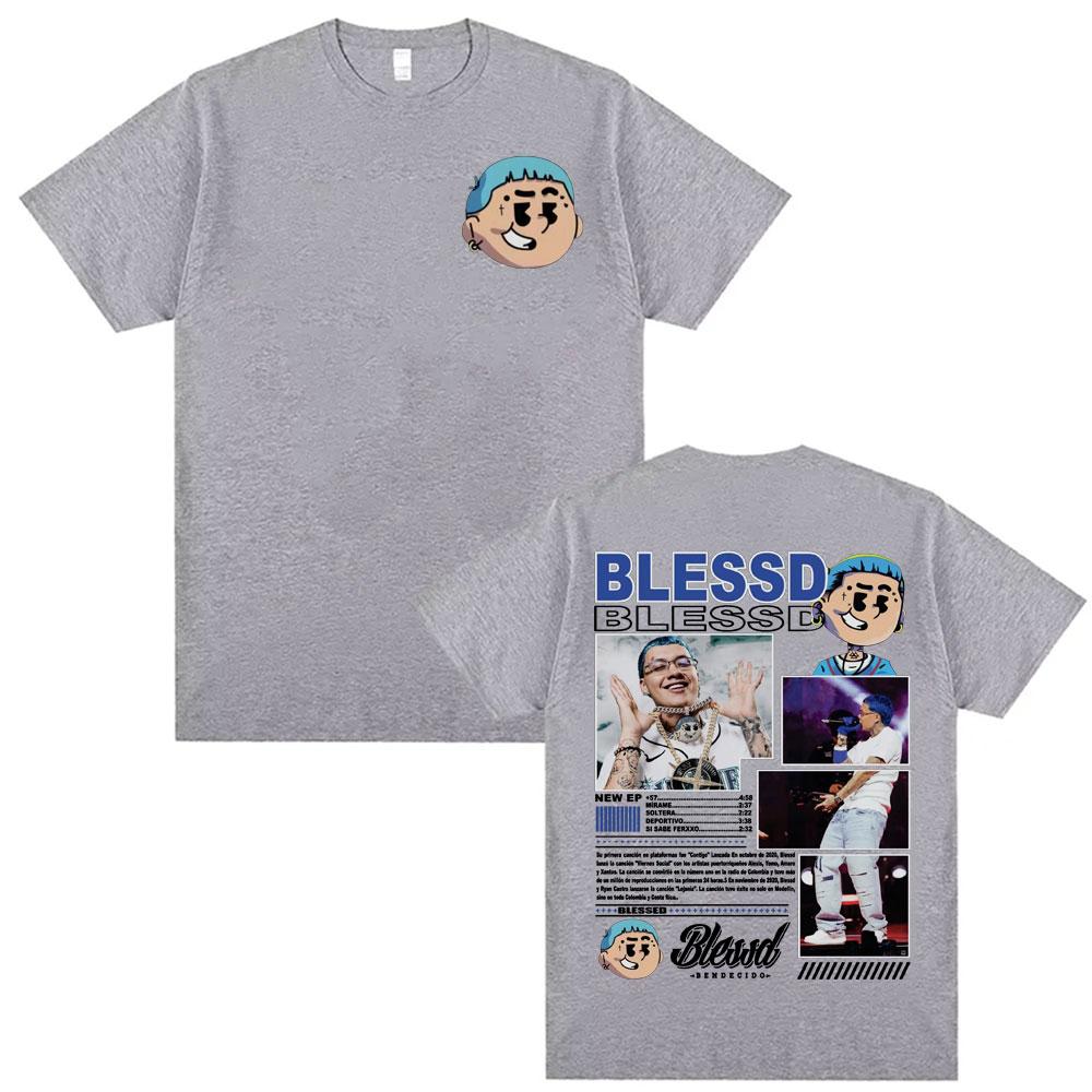 BLESSD BENDECIDO Tour 2025 Merch Rapper Tričko, Pánské a dámské oblečení, Vysoce kvalitní bavlněné tričko Harajuku Hip Hop