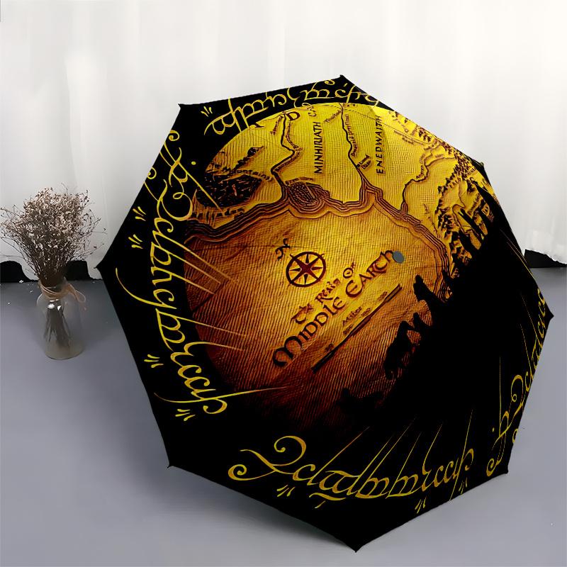 Middle Earth Map: Fantasy World Art PrintUmbrella, Portable 3-Fold Compact Umbrella for Men & Women Gift