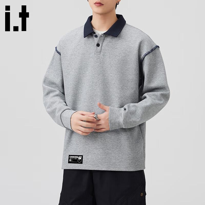 :CHOCOOLATEit Men's American Retro Loose Fit Polo Sweatshirt