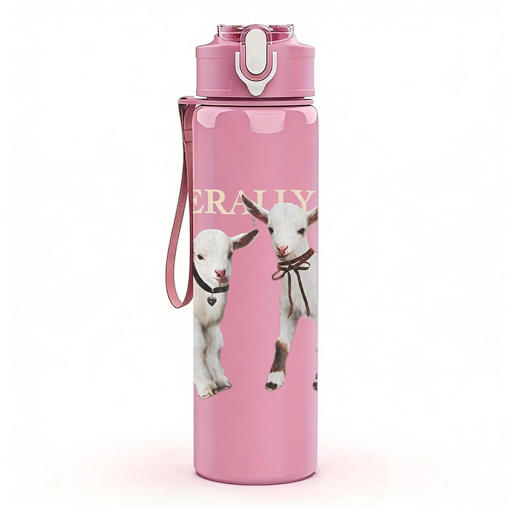 1PC Two Dogs Animal 750ml sports water bottle leakproof straw lid outdoor office home