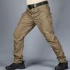 Men Tactical Training Pants Cotton Linen Blend Multiple Pocket Urban Commuter Cargo Trousers Slim Fit Joggers for
