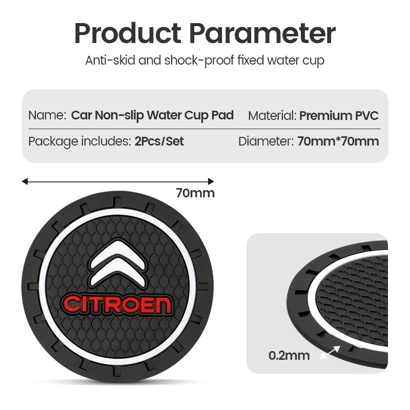 Car Coaster Water Cup Bottle Holder Anti-slip Pad Mat For Citroen C3 C5 AIRCROSS C5X C4 Cactus e-C4 X e-C3 Berlingo C-Elysee C1