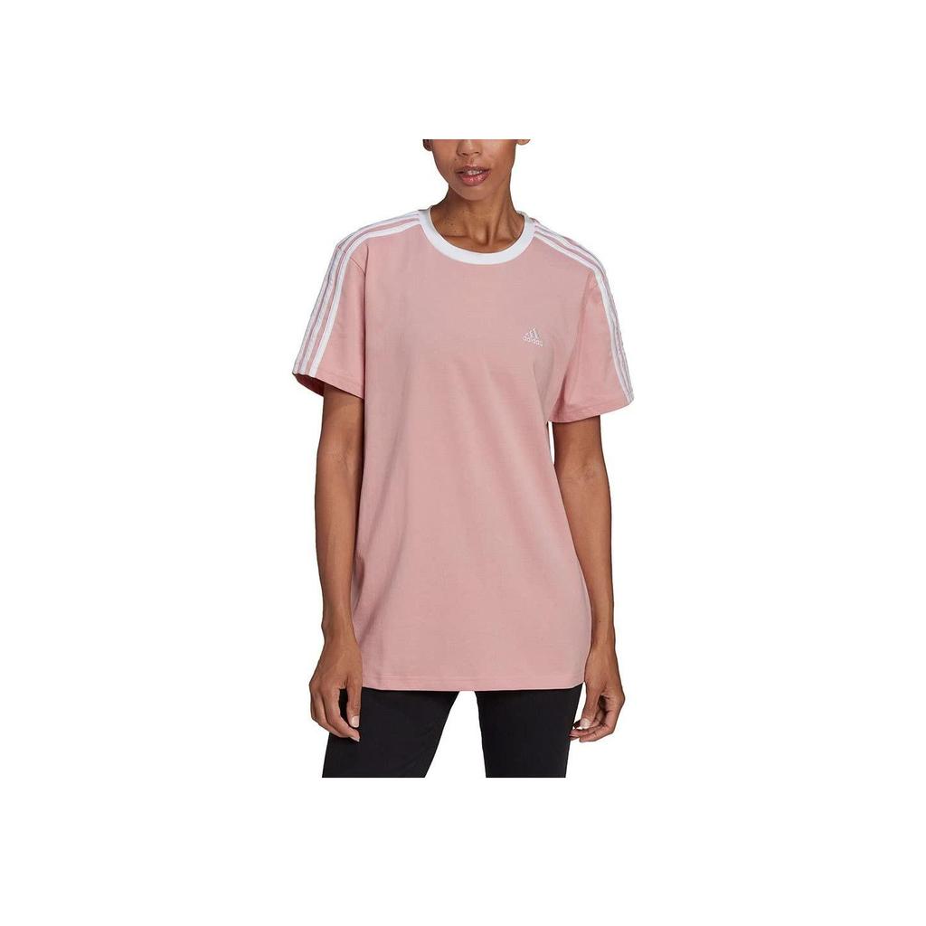 adidas Neo Logo Print Round Neck Pullover Sports Short Sleeve T-Shirt Women T-Shirts Pink HH7658
