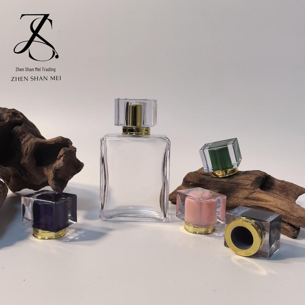50ml Portable Minimalist Square Glass Perfume Bottle with Sprayer