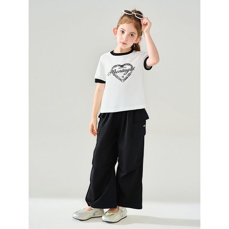 MENGTEJIAO Girls  Summer Color-block T-shirt Set 150