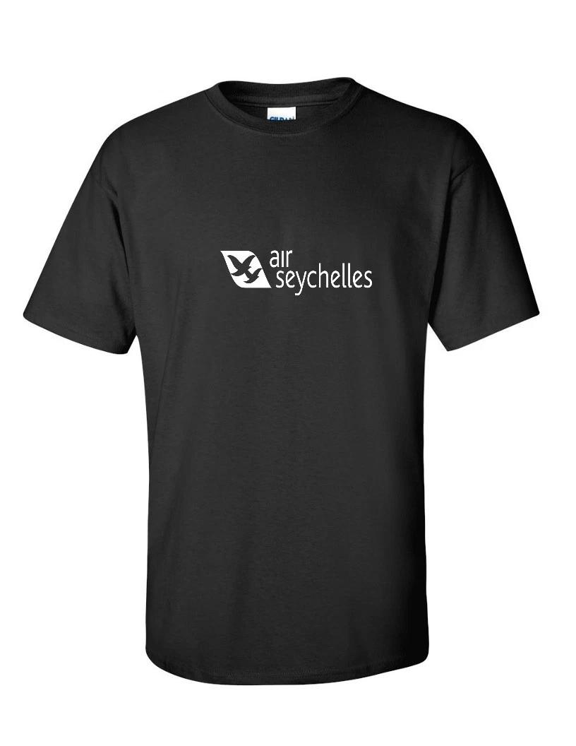 Air Seychelles White Vintage Logo Seychellois Airline Black Cotton T-Shirt S