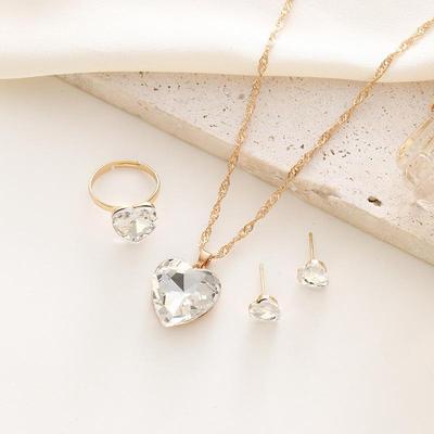 Set Amore: Orecchini Creativi a Forma di Cuore con Strass e Catena Pendente Gioielli