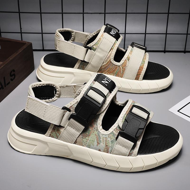 2024Men Sandals Shoes High Quality Breathable Oil Painting  Sandals Man Summer Outdoor Lightweight Beach Sandals One On Slippers