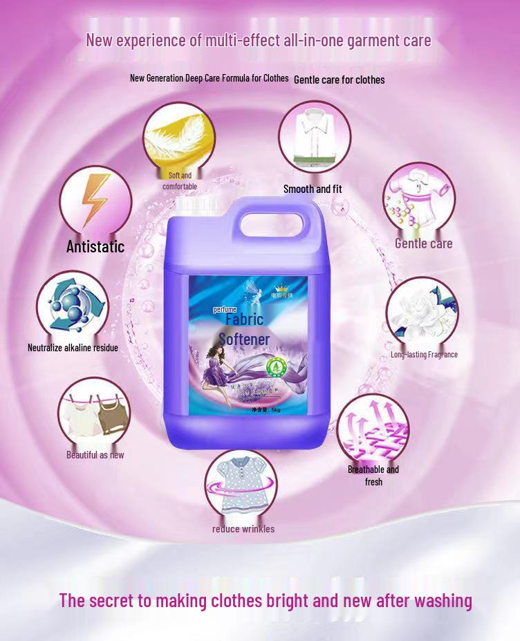 Lavender Anti-Static Fabric Softener, 10 Jin, Long-Lasting Fragrance with Large Capacity for Household Use.