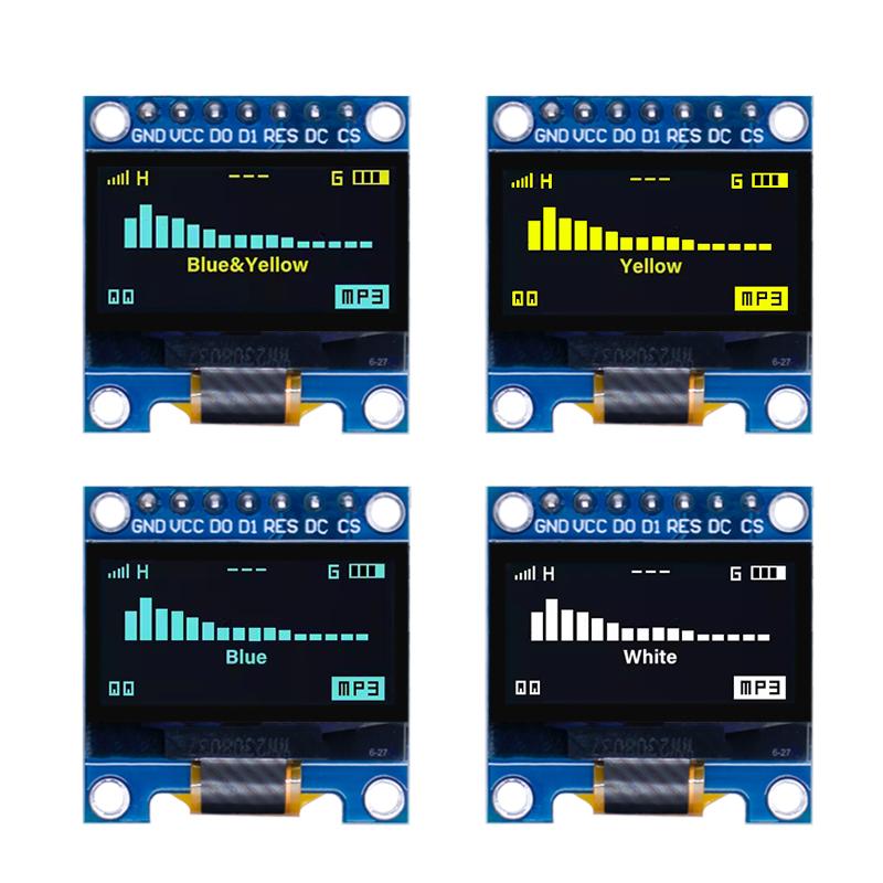 1,96-Zoll-OLED-Displaymodul 118x61 Auflösung 1-Pin 7-Pin IIC I1C Weiß-Blau-Gelber Bildschirm für Arduino Elektronische Entwicklung